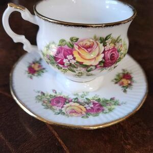 Elizabethan Stafforeshire ladies teacup and saucer